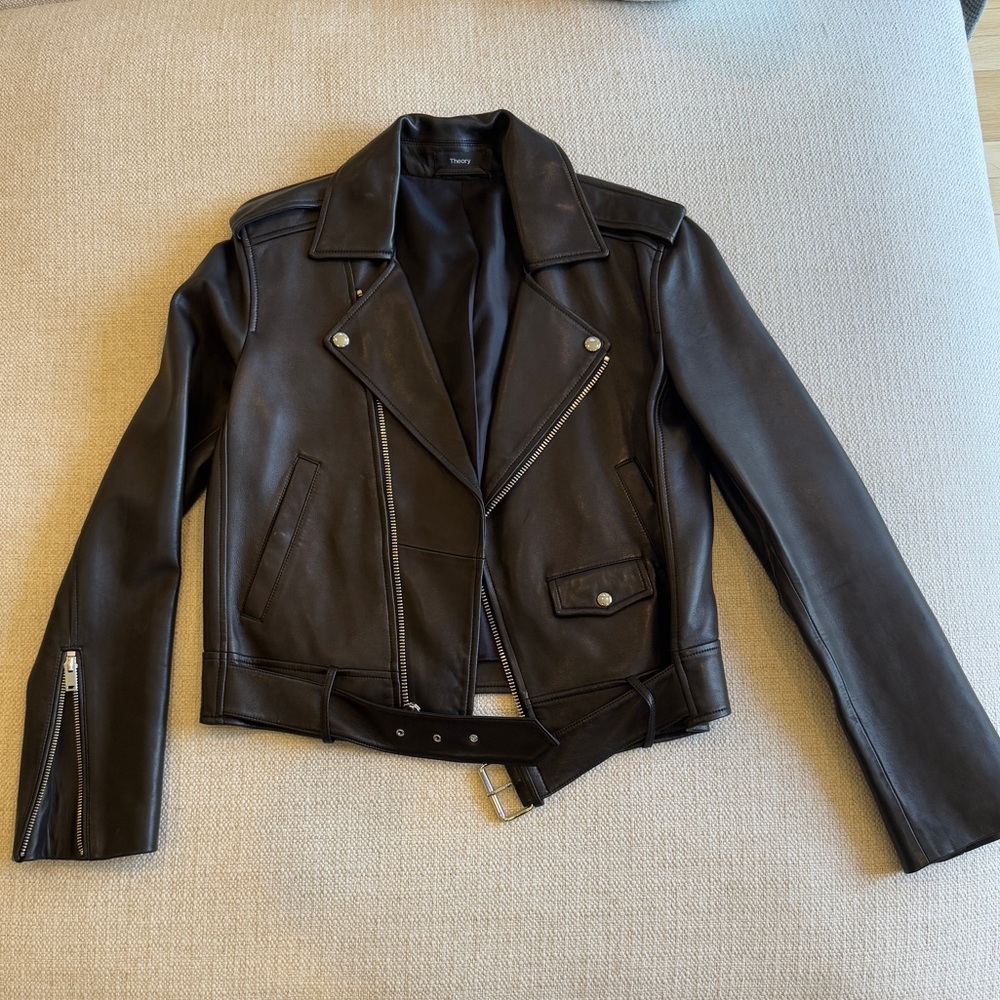 Theory, casual moto leather jacket
